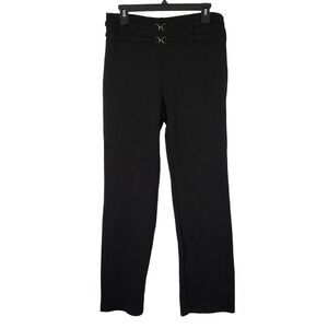 BCX Black Wide Leg Dress Pants Womens Size Large Polyester Blend Elastic Waist